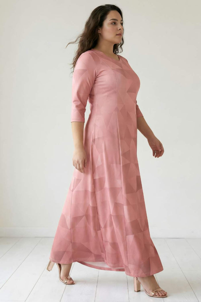 Salmon Prism Printed Maxi Dress