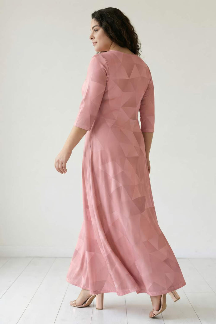 Salmon Prism Printed Maxi Dress