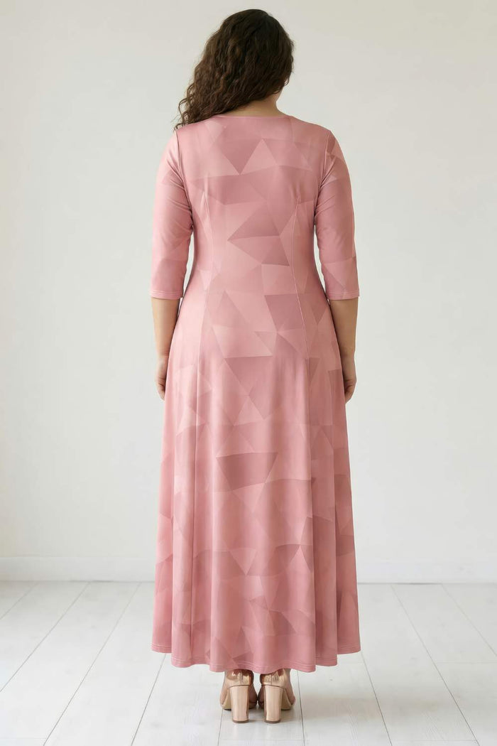 Salmon Prism Printed Maxi Dress