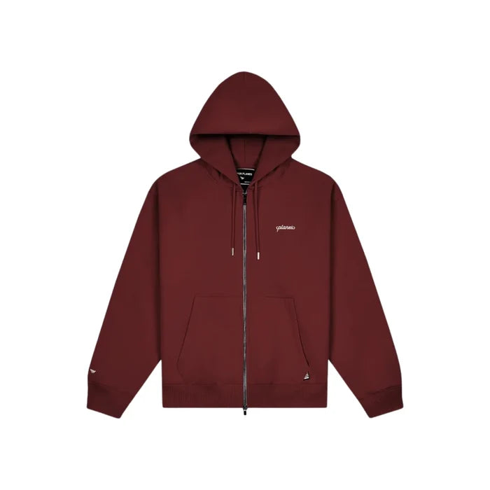 Script Weld Burgundy Zip Up Hoodie
