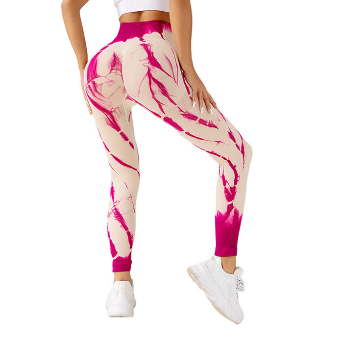 Seamless Tie-Dye Yoga Pants for Women - High-Waisted Fitness Running Workout Leggings