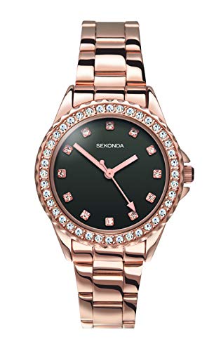 Sekonda Women's Quartz Watch with Rose Gold Dial Analogue Display and Rose Gold Alloy Bracelet