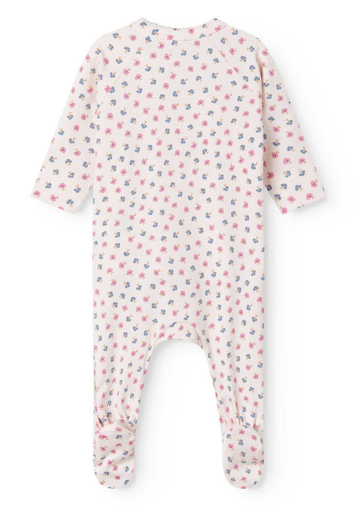 set footie floral dot print with beanie and blanket - roses