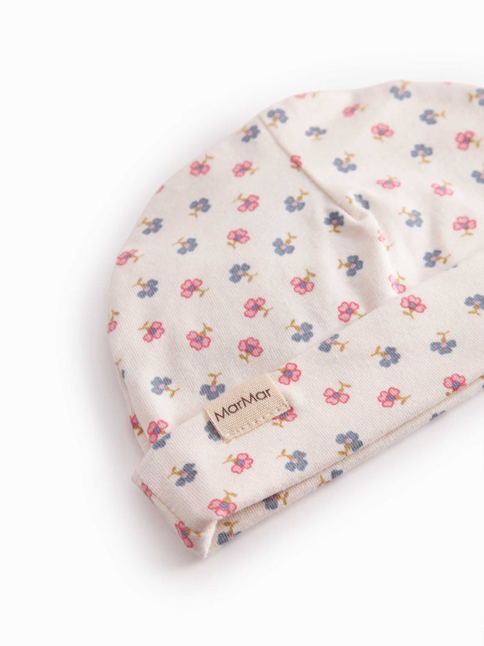 set footie floral dot print with beanie and blanket - roses