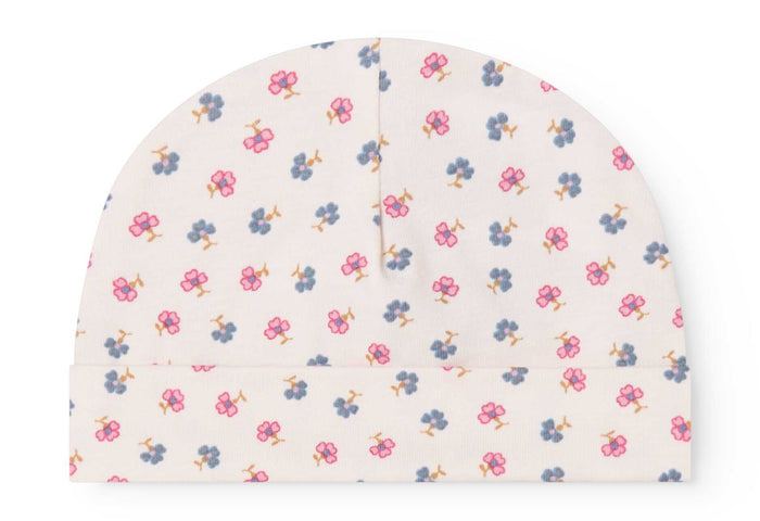 set footie floral dot print with beanie and blanket - roses