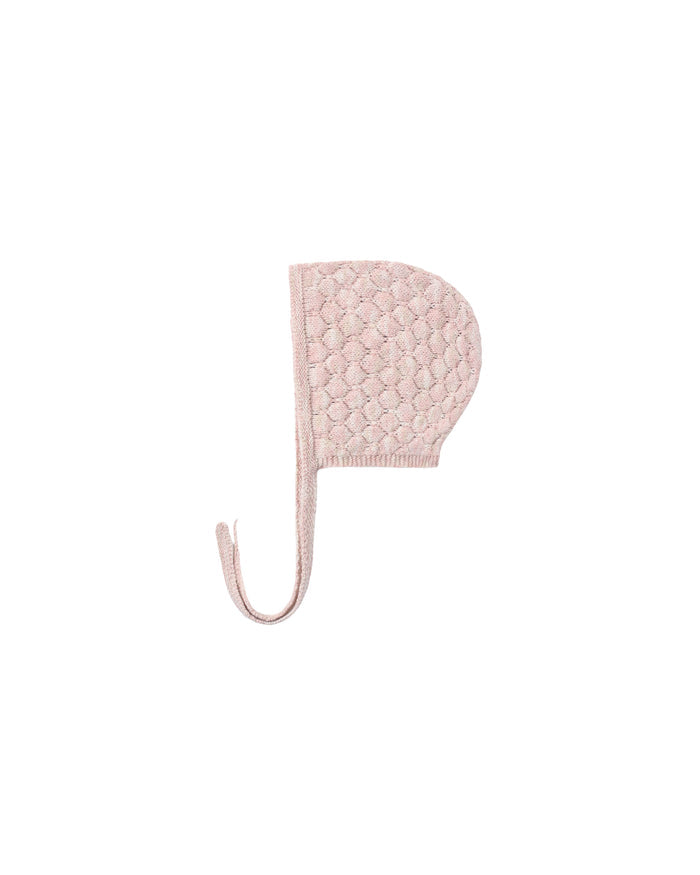 set outfit bubble knit cardigan and bloomers with bonnet - dusty rose