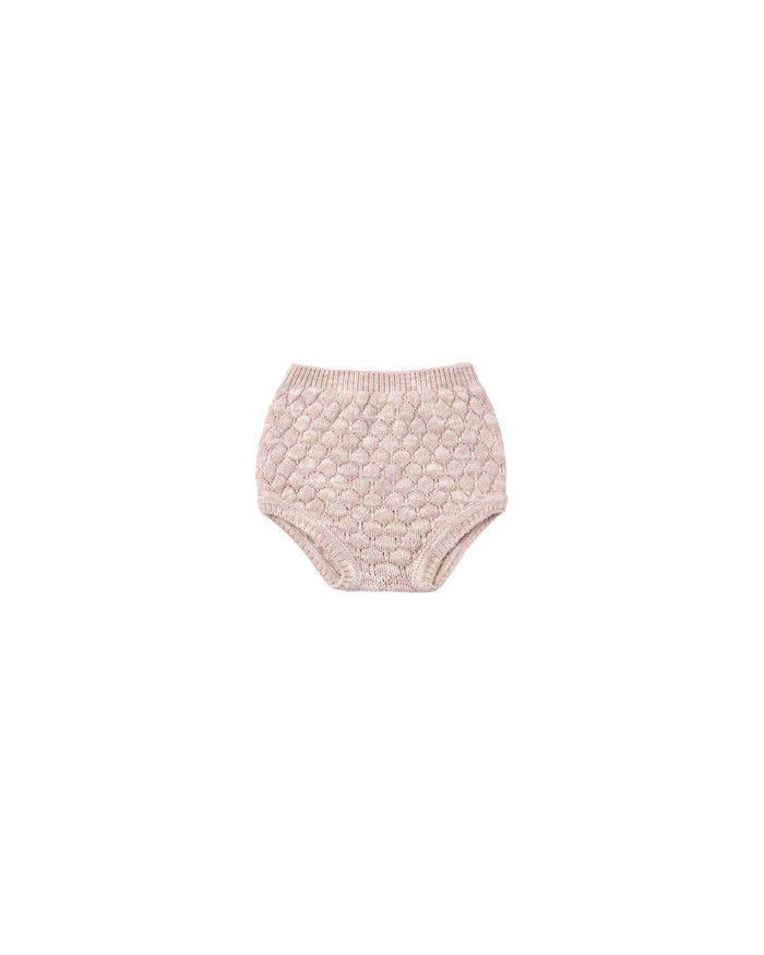 set outfit bubble knit cardigan and bloomers with bonnet - dusty rose