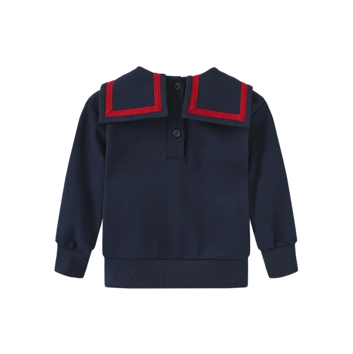 set outfit graphic knit collar sweatshirt and leggings - navy