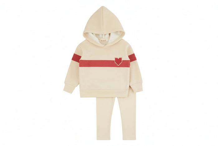 set outfit hooded top and legging - red