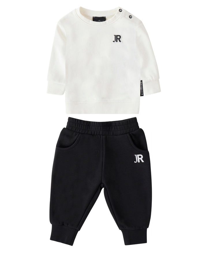 set outfit logo patch sweatshirt and sweatpants - off white/black