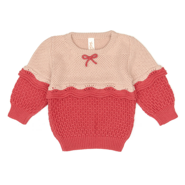 set outfit multi knit mini bow sweater and leggings - shl pnk/rs rd/rs rd