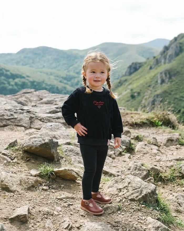 set outfit velour mon cheri sweatshirt and leggings - black