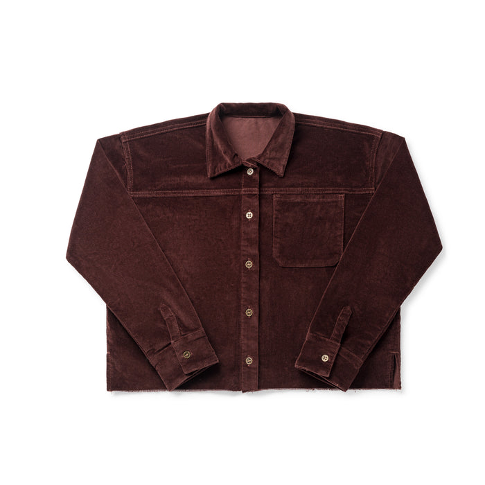 shirt l/s corduroy back pleat - brick