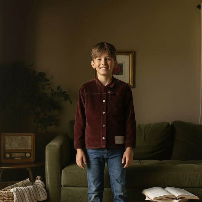 shirt l/s corduroy cross collar - brick