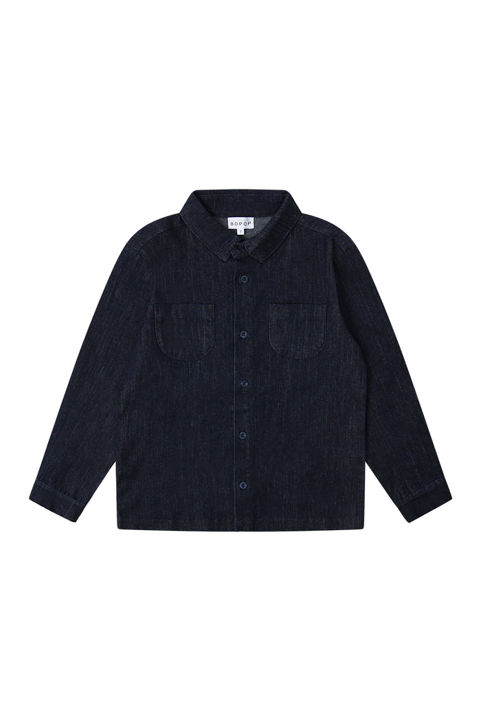 shirt l/s denim pocket - navy/denim