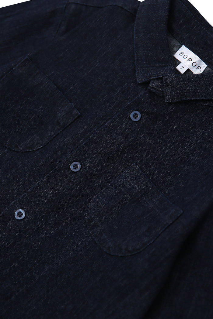 shirt l/s denim pocket - navy/denim