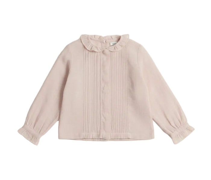shirt l/s eyelet trim pintuck blouse - peach