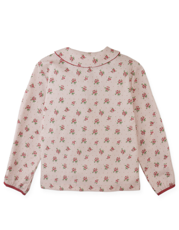 shirt l/s floral print neck tie - pink