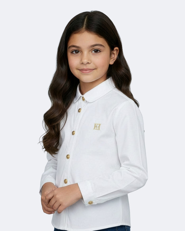 shirt l/s gold detail - bright white-001