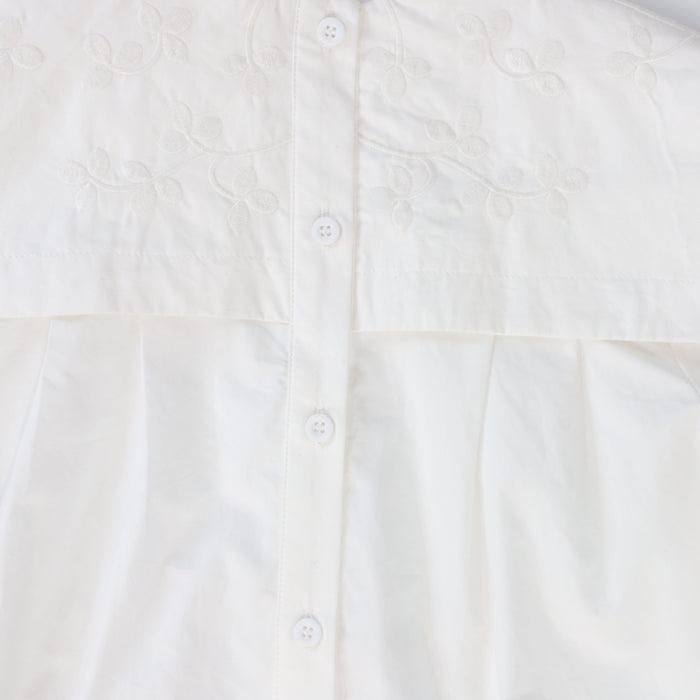 shirt l/s large embroidered sailor collar blouse - white