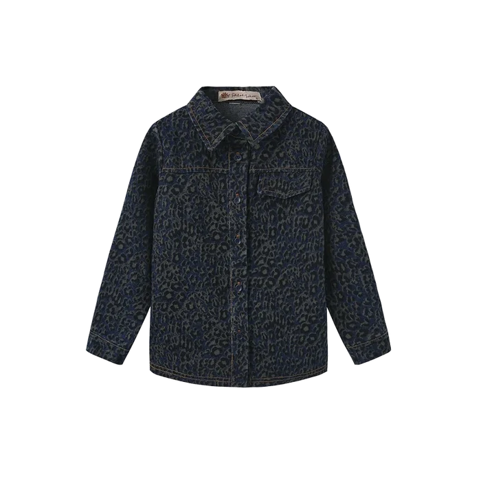 shirt l/s leopard denim - blue leopard