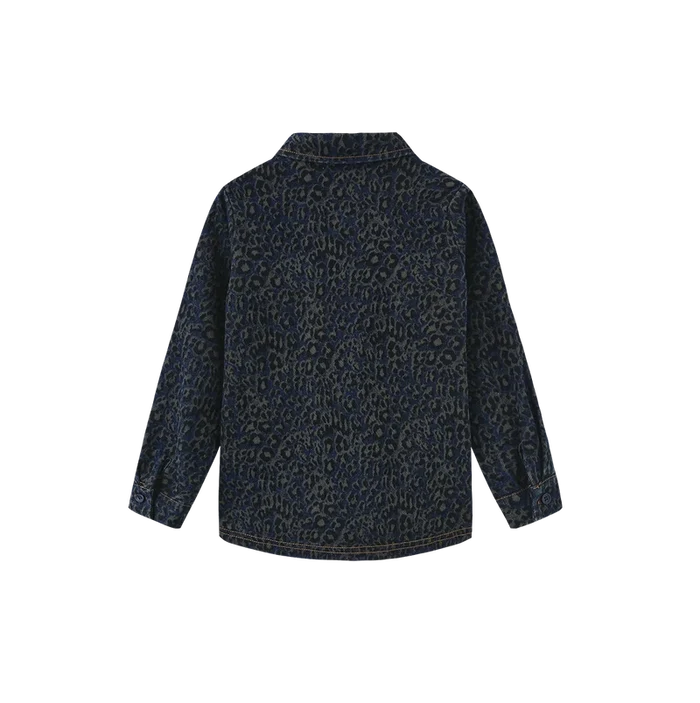 shirt l/s leopard denim - blue leopard