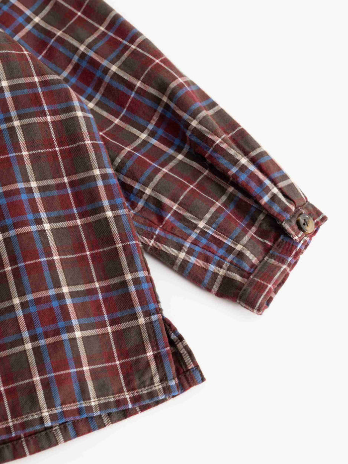 shirt l/s plaid mandarin collar - chocolate check