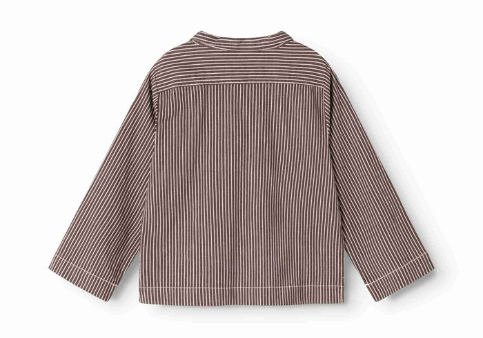 shirt l/s soft denim striped with pockets - dark brownie