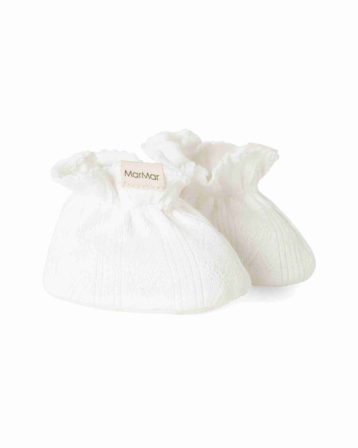 shoes pointelle bow booties - gentle white