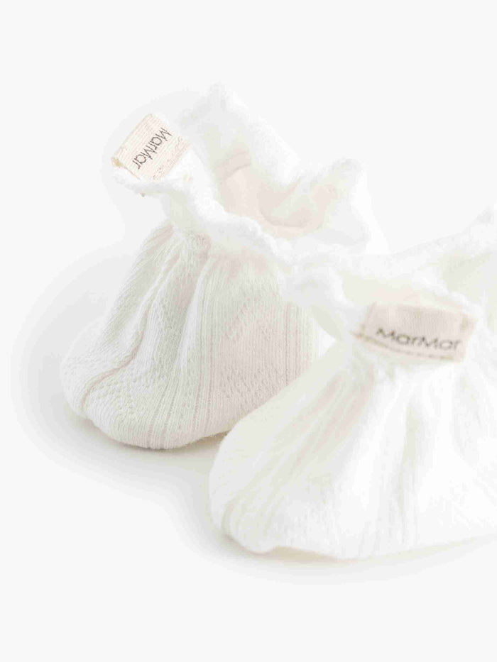 shoes pointelle bow booties - gentle white
