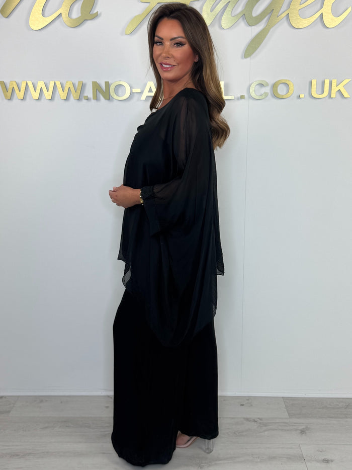 Silk Mix Round Neck Oversize Trouser Co-ord (3 Colours)