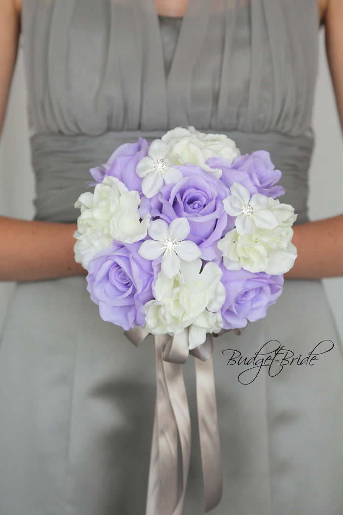Silk Wedding Bouquet in Lavender and White - $39.50 | Windsor Collection