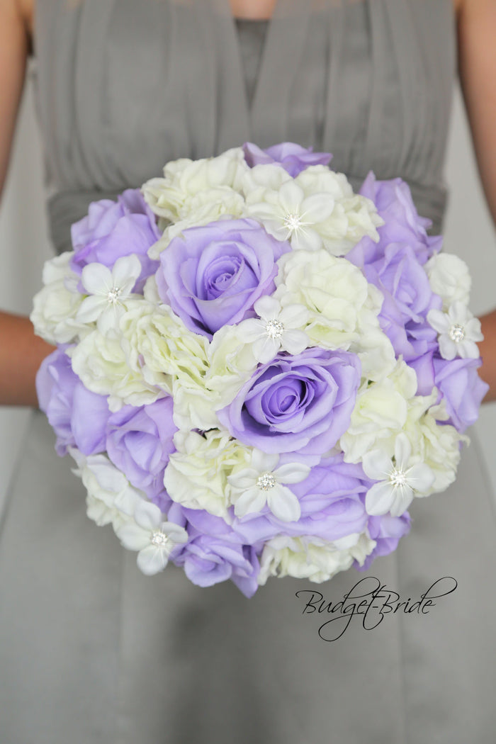 Silk Wedding Bouquet in Lavender and White - $39.50 | Windsor Collection
