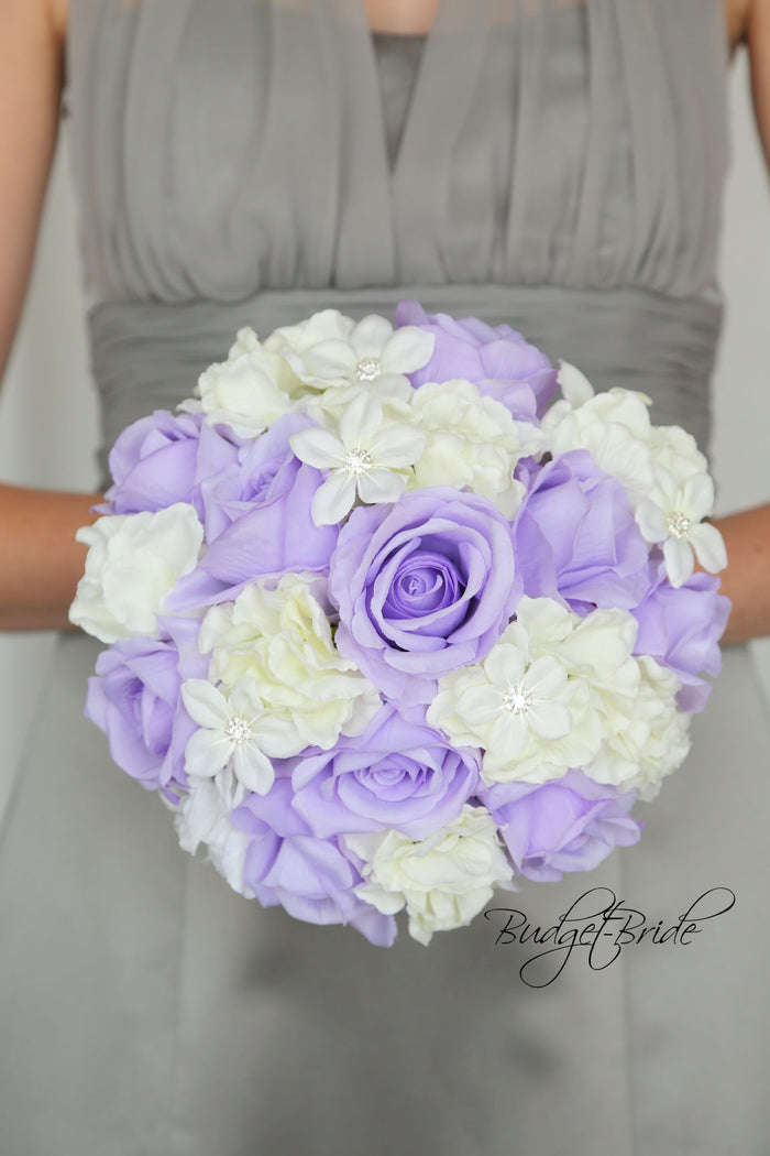 Silk Wedding Bouquet in Lavender and White - $39.50 | Windsor Collection