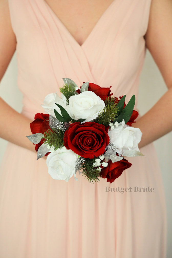 Silk Wedding Bouquet in Red and White - $195.00 | Jolly Collection