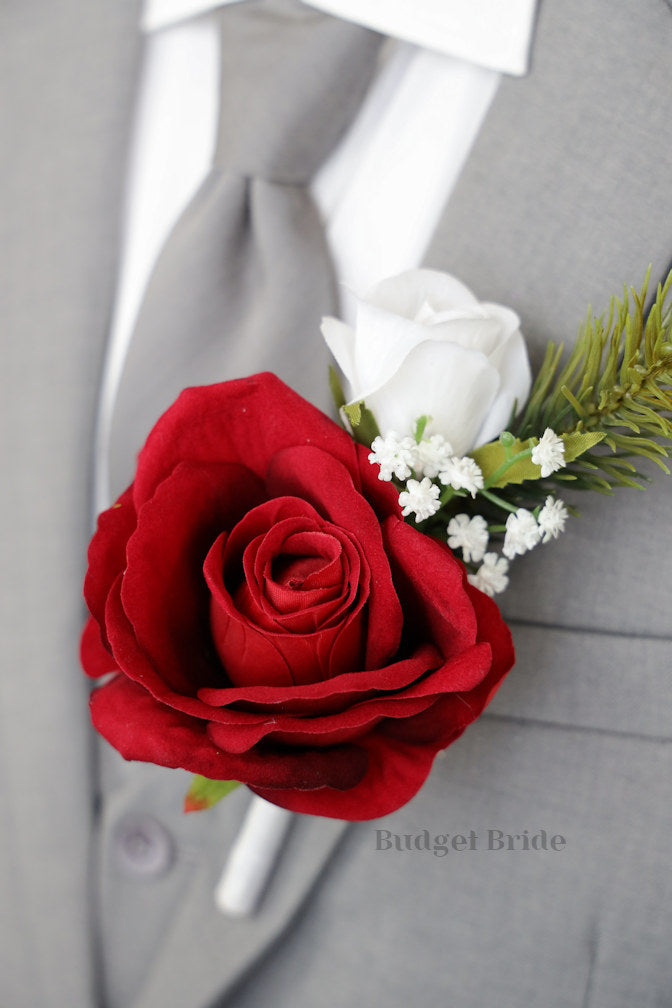 Silk Wedding Bouquet in Red and White - $195.00 | Jolly Collection