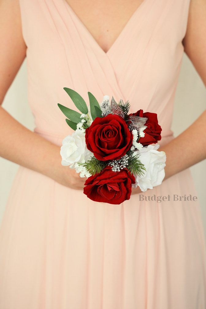 Silk Wedding Bouquet in Red and White - $65.00 | Jolly Collection