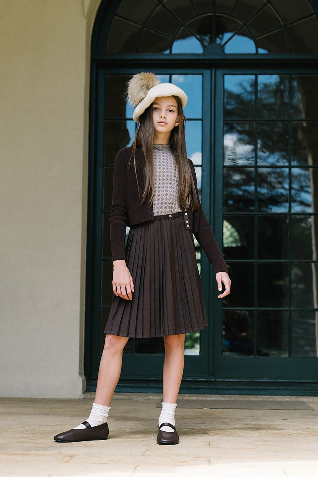 skirt knife pleated - chocolate brown