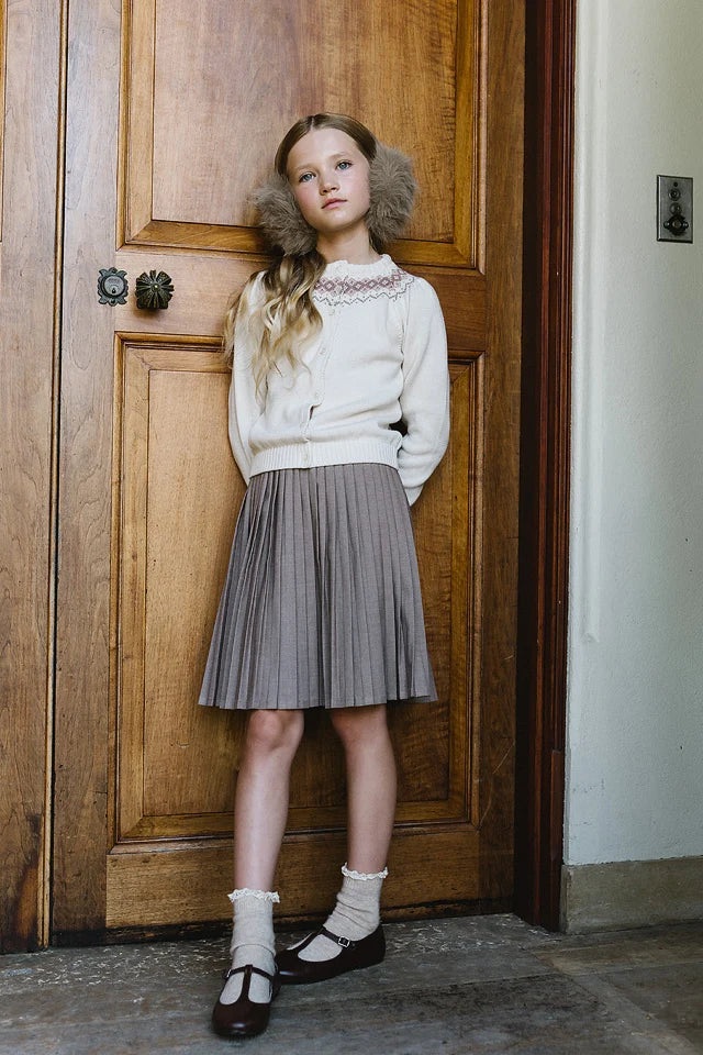 skirt knife pleated - misty oat heather