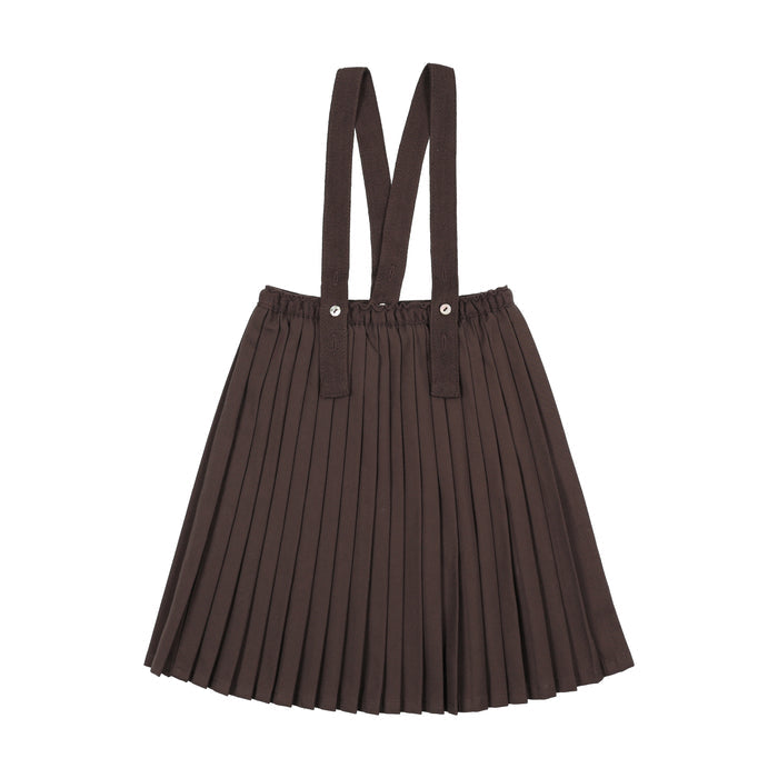 skirt knife pleated suspender - chocolate brown
