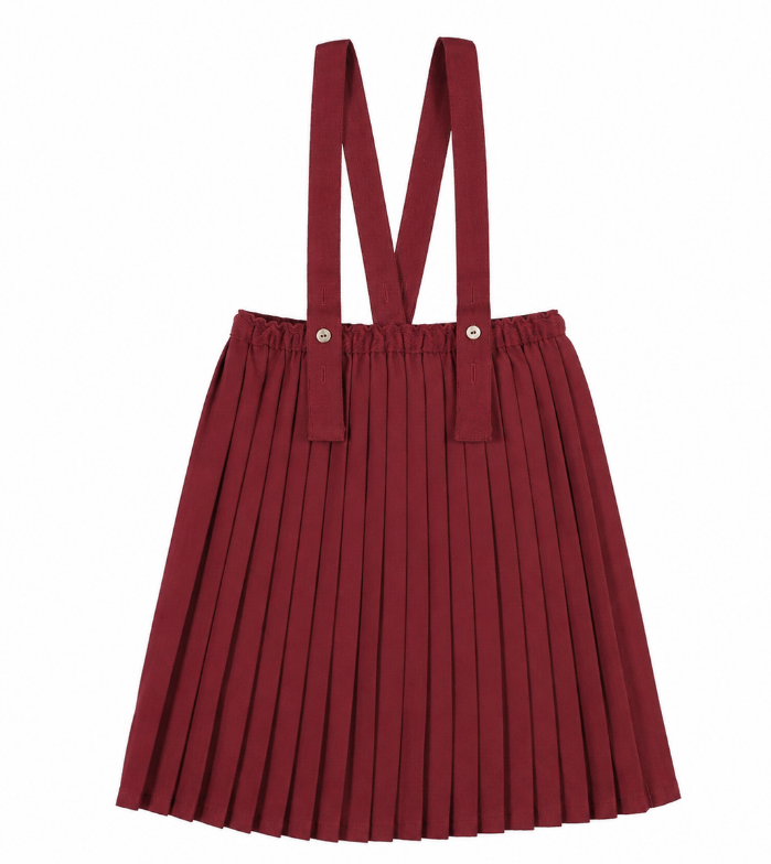 skirt knife pleated suspender - deep red
