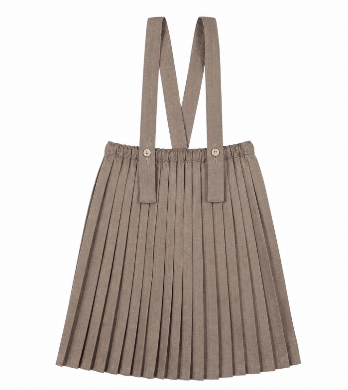 skirt knife pleated suspender - misty oat heather