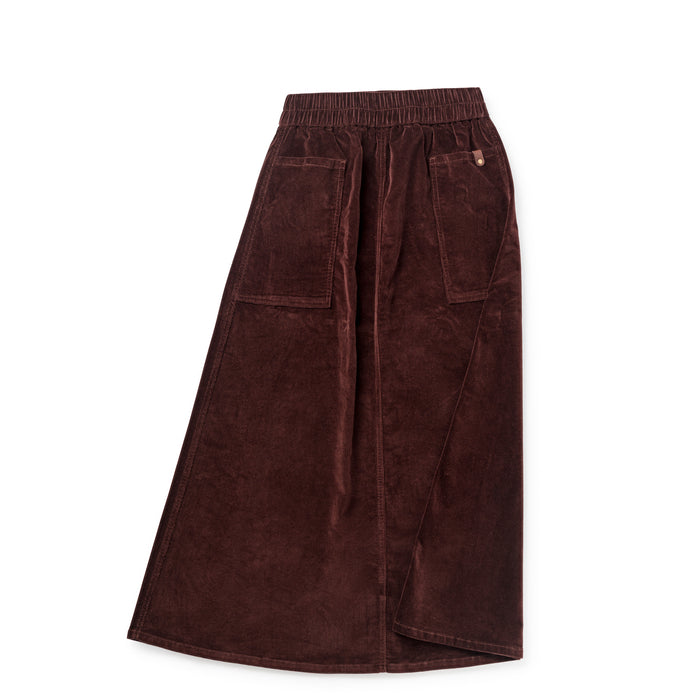 skirt midi corduroy pocket - brick