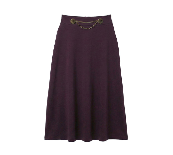 skirt midi front chain wool vintage - plum