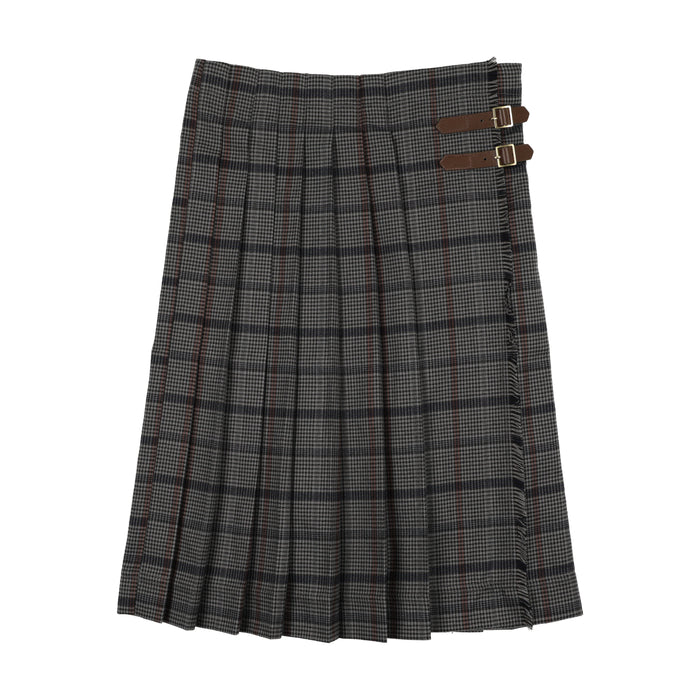 skirt plaid pleated buckles - antique plaid