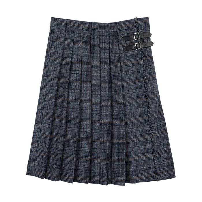 skirt plaid pleated buckles - multi plaid