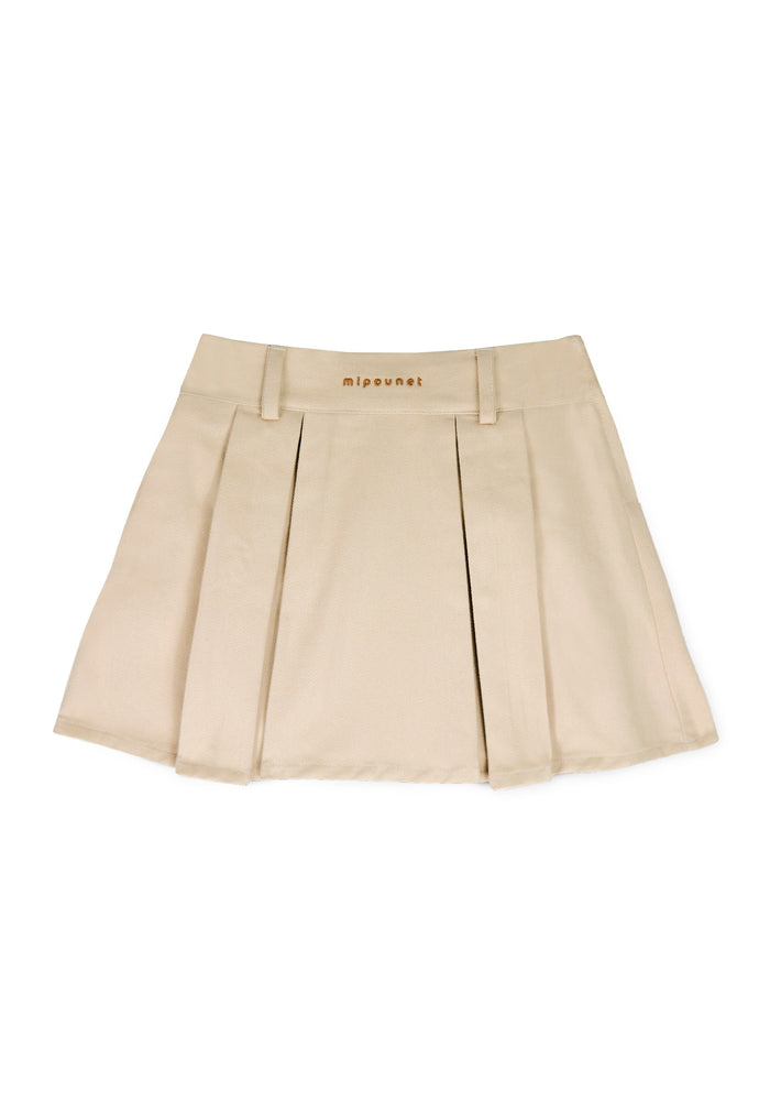 skirt twill wide pleated - beige