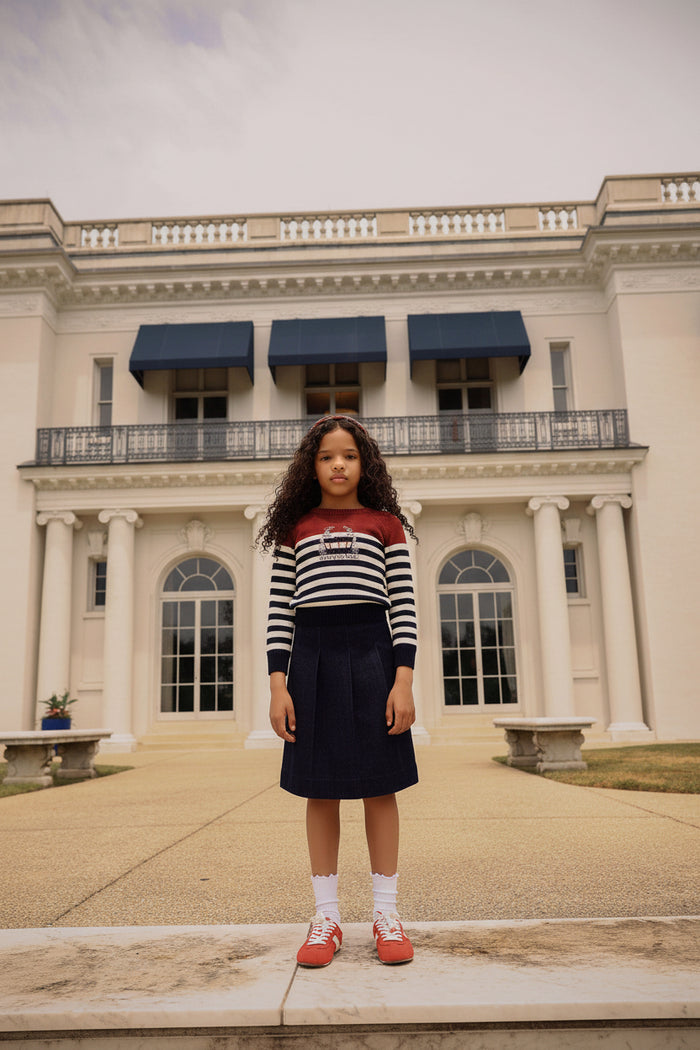 skirt wide pleated - navy