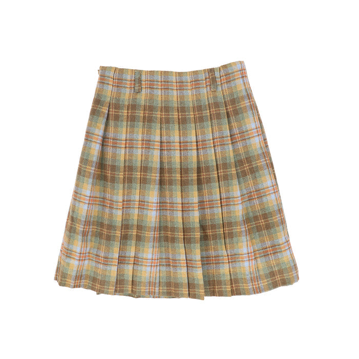 skirt wool plaid wrap look - camel
