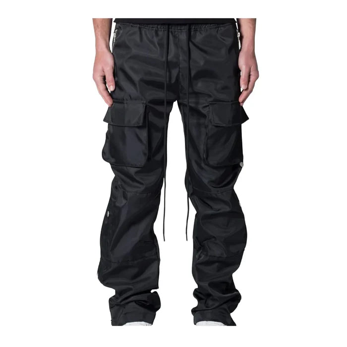Snap Front Cargo Black Pants